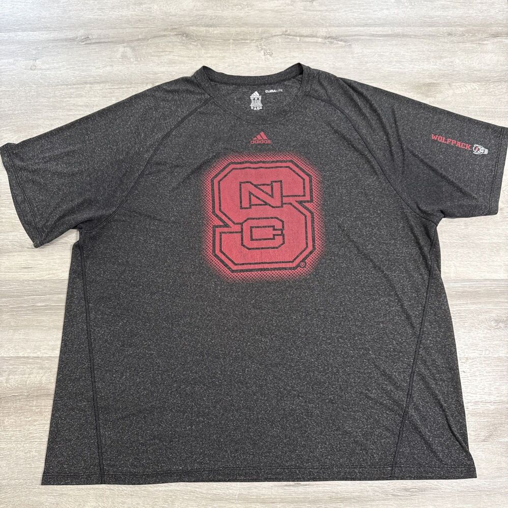 NC State Wolfpack Shirt Adidas Climalite Men's Gray 4XL 100% Polyester Tee